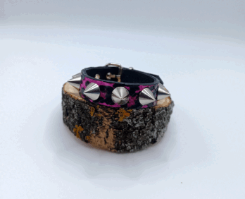 Pulsera cueropardo rosa pincho